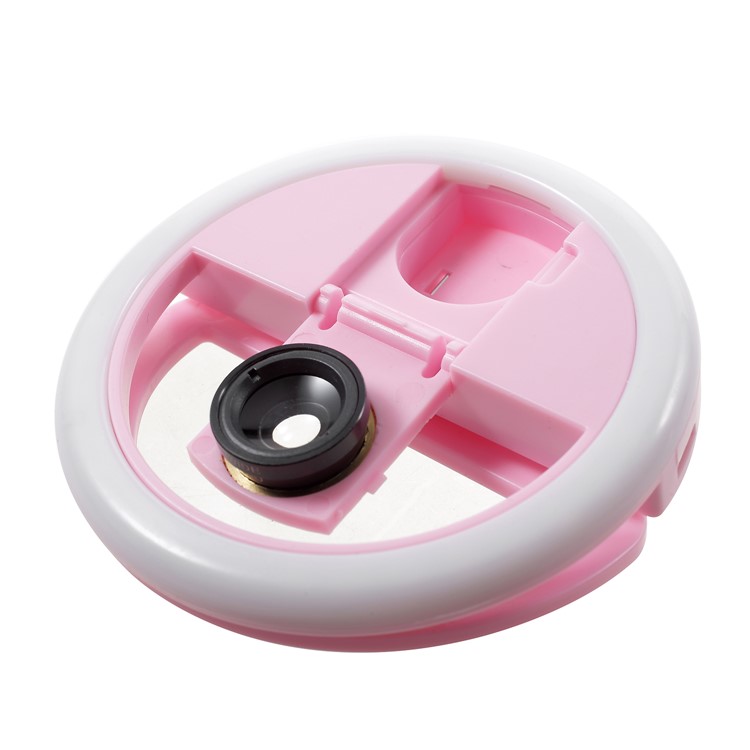 PICKOGEN WQ-16S 0.63X Wide Angle Ring Shape Selfie Light with 3 Adjustable Brightness for iPhone Samsung Sony - Pink-2