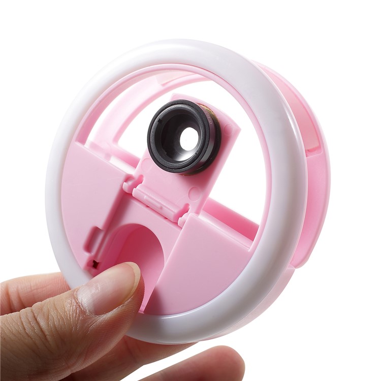 PICKOGEN WQ-16S 0.63X Wide Angle Ring Shape Selfie Light with 3 Adjustable Brightness for iPhone Samsung Sony - Pink-4