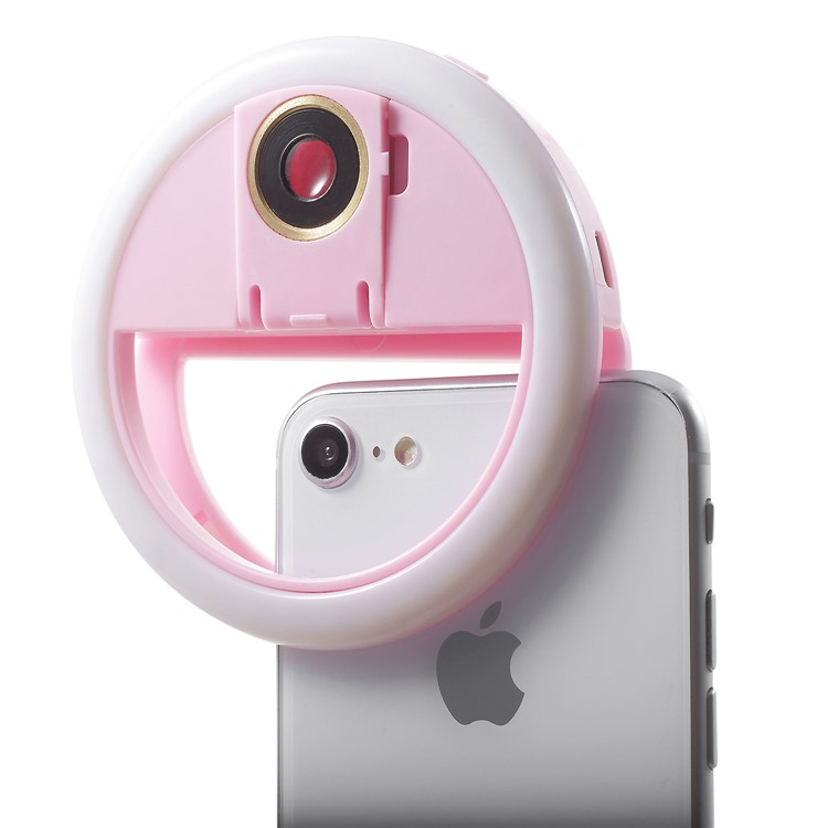 PICKOGEN WQ-16S 0.63X Wide Angle Ring Shape Selfie Light with 3 Adjustable Brightness for iPhone Samsung Sony - Pink-7