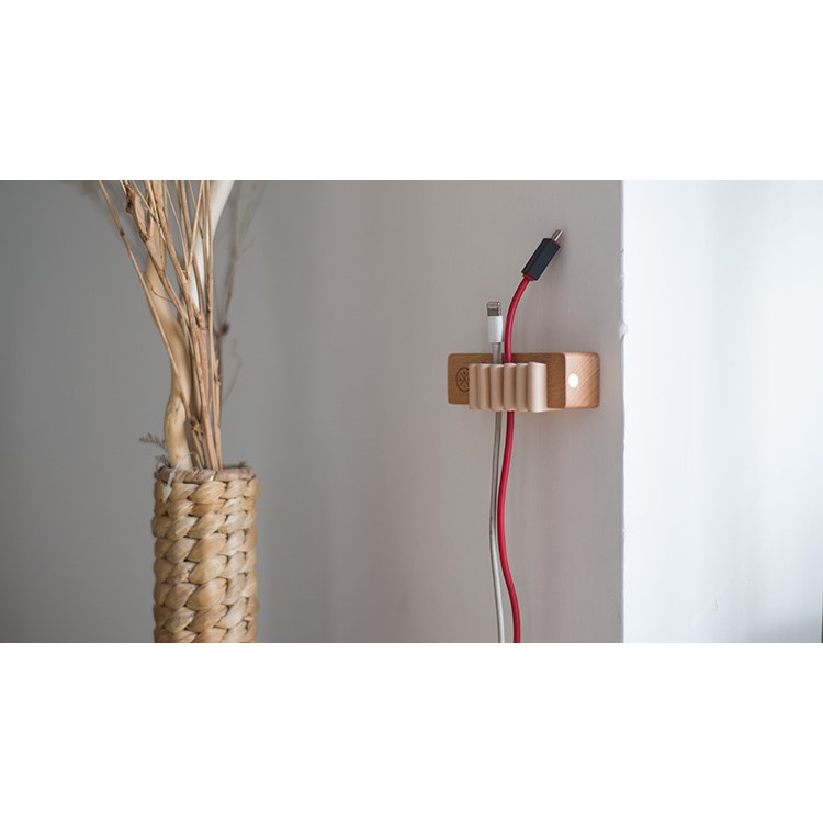 Echtholz Desktop-Kabel Clips Kabelmanagement Veranstalter - Buche-Stil-11