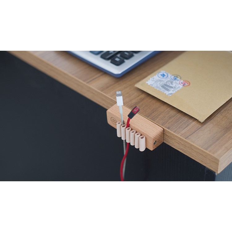 Echtholz Desktop-Kabel Clips Kabelmanagement Veranstalter - Buche-Stil-12
