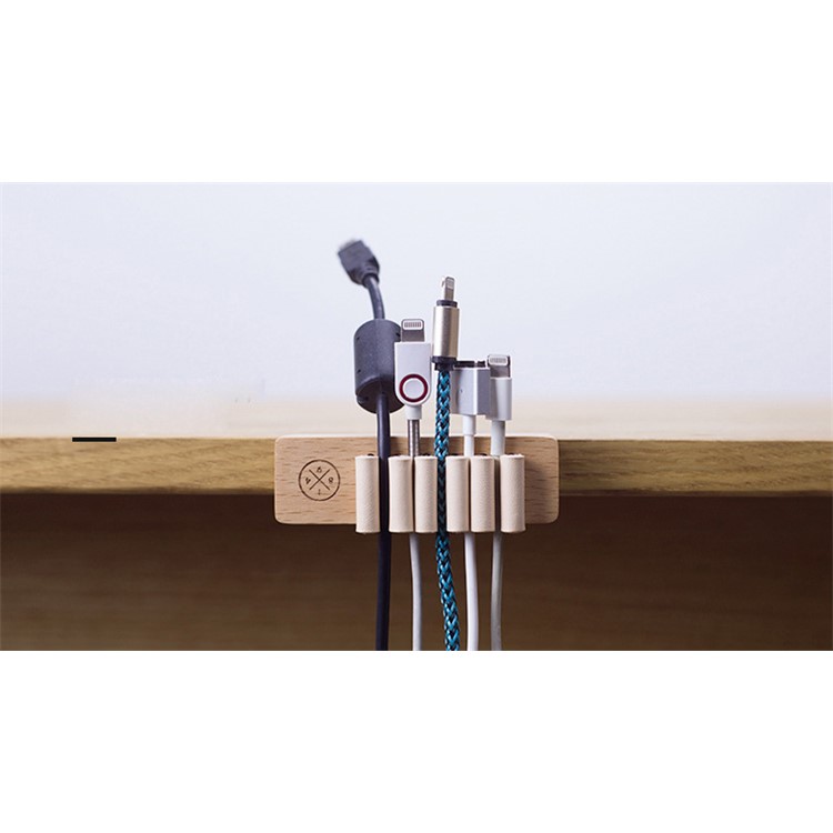 Echtholz Desktop-Kabel Clips Kabelmanagement Veranstalter - Buche-Stil-13