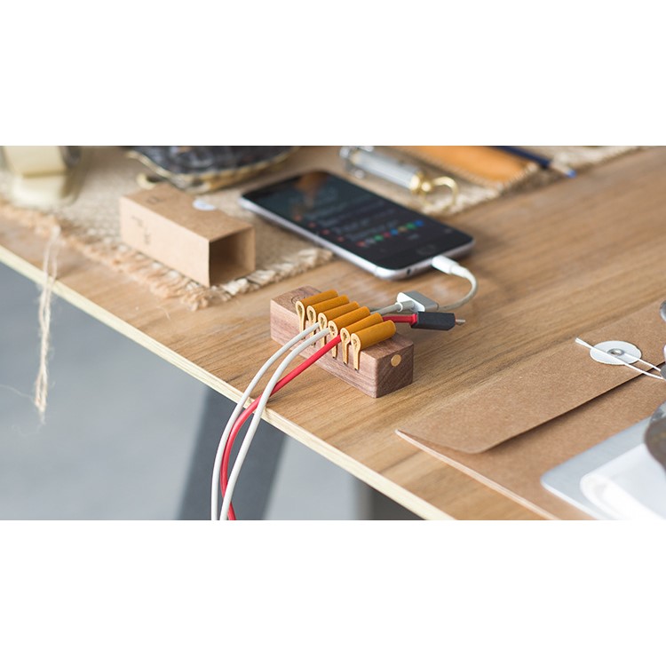 Echtholz Desktop-Kabel Clips Kabelmanagement Veranstalter - Buche-Stil-14