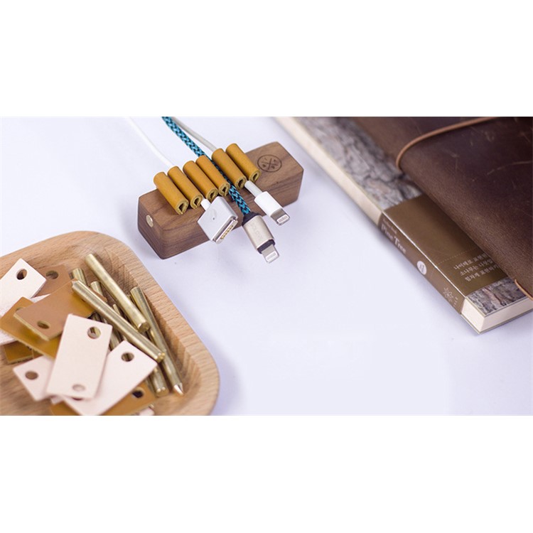 Echtholz Desktop-Kabel Clips Kabelmanagement Veranstalter - Buche-Stil-15