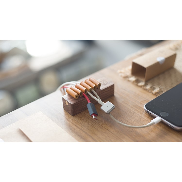 Echtholz Desktop-Kabel Clips Kabelmanagement Veranstalter - Buche-Stil-16