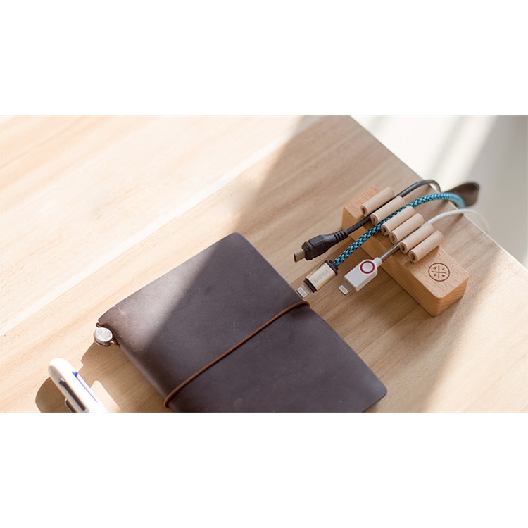 Echtholz Desktop-Kabel Clips Kabelmanagement Veranstalter - Buche-Stil-2