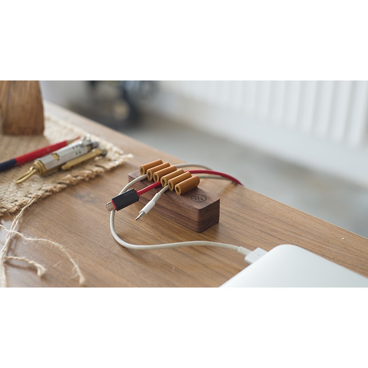 Echtholz Desktop-Kabel Clips Kabelmanagement Veranstalter - Buche-Stil-3