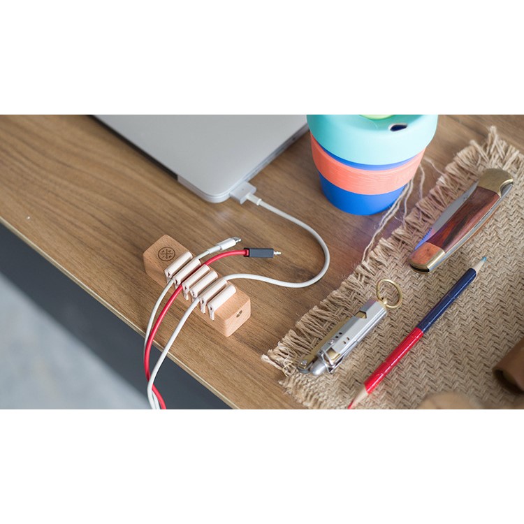 Echtholz Desktop-Kabel Clips Kabelmanagement Veranstalter - Buche-Stil-4