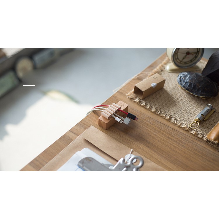 Echtholz Desktop-Kabel Clips Kabelmanagement Veranstalter - Buche-Stil-5