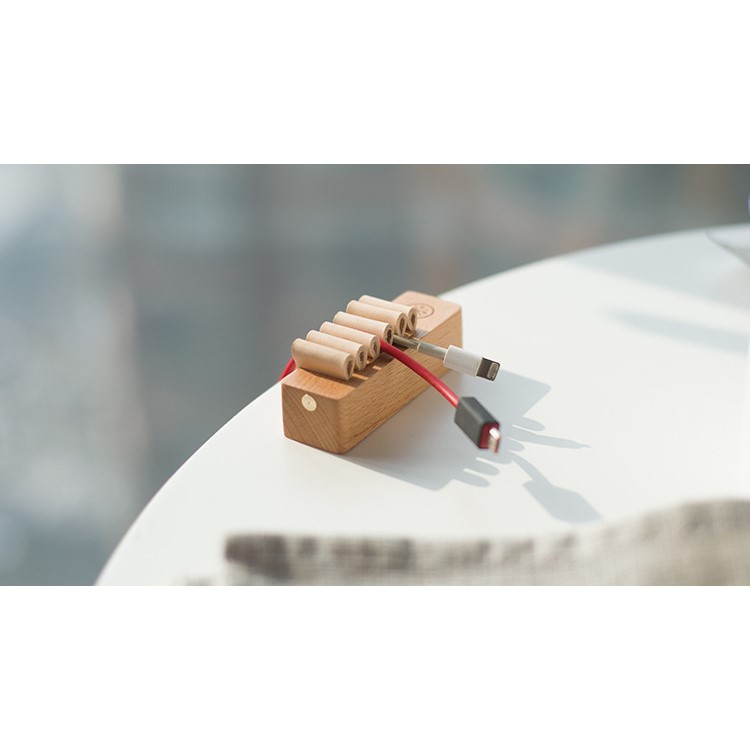 Echtholz Desktop-Kabel Clips Kabelmanagement Veranstalter - Buche-Stil-9