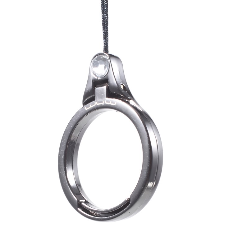 WUW Z02 Rhinestone Decor Finger Ring Stand with Lanyard for iPhone Samsung Huawei - Tarnish-3