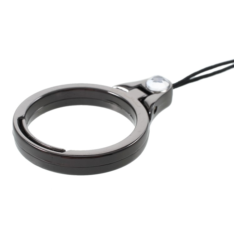 WUW Z02 Rhinestone Decor Finger Ring Stand with Lanyard for iPhone Samsung Huawei - Tarnish-4