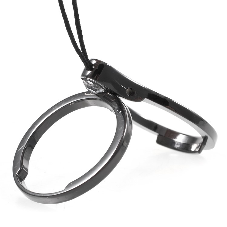 WUW Z02 Rhinestone Decor Finger Ring Stand with Lanyard for iPhone Samsung Huawei - Tarnish-5