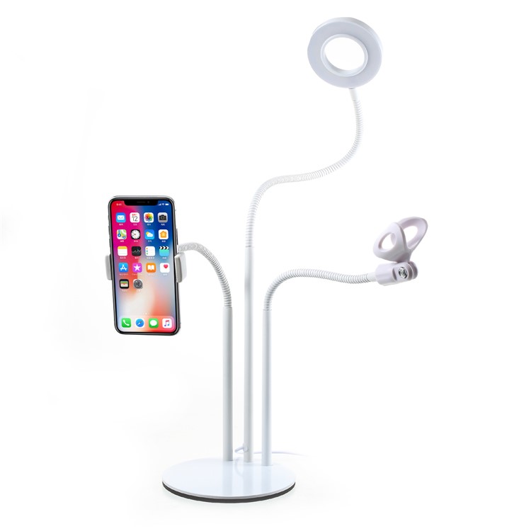 Desktop LED Selfie Ring Light with Phone and Microphone Clamps for Live Stream Video Chat Live Broadcasting-1