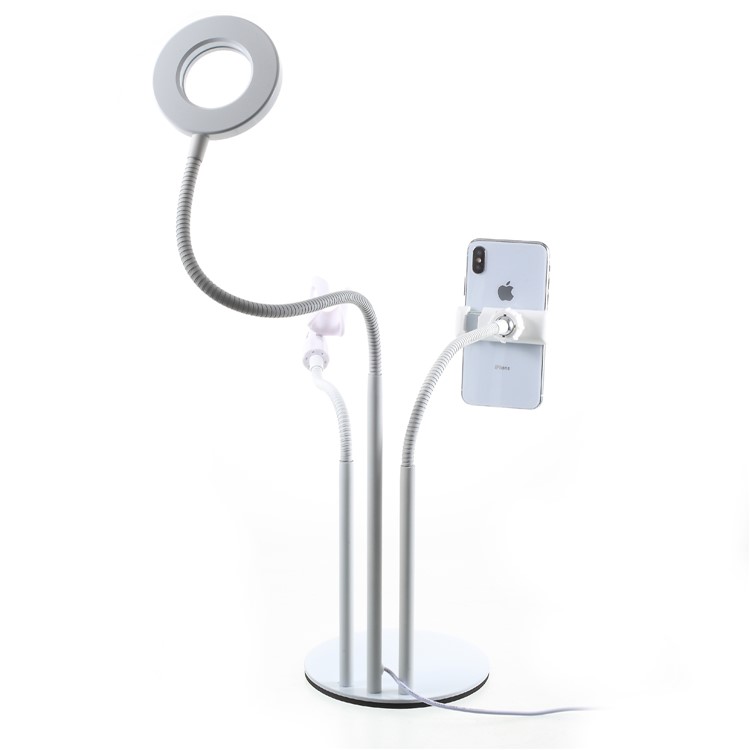 Desktop LED Selfie Ring Light with Phone and Microphone Clamps for Live Stream Video Chat Live Broadcasting-2