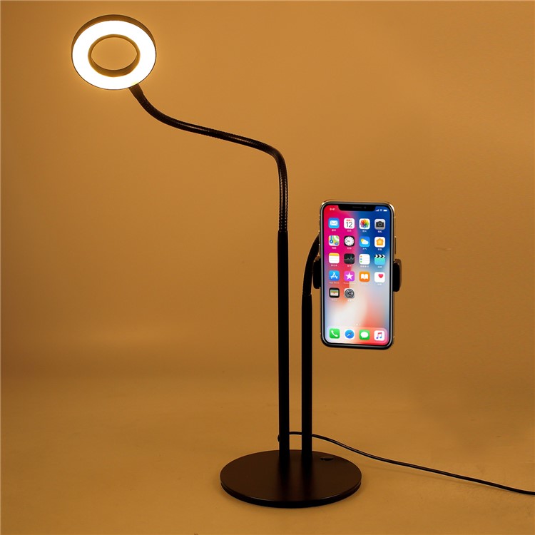 Desktop LED Selfie Ring Lamp with Phone Clamp for Live Broadcasting Makeup-13