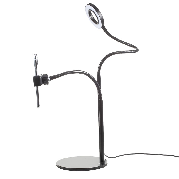 Desktop LED Selfie Ring Lamp with Phone Clamp for Live Broadcasting Makeup-2