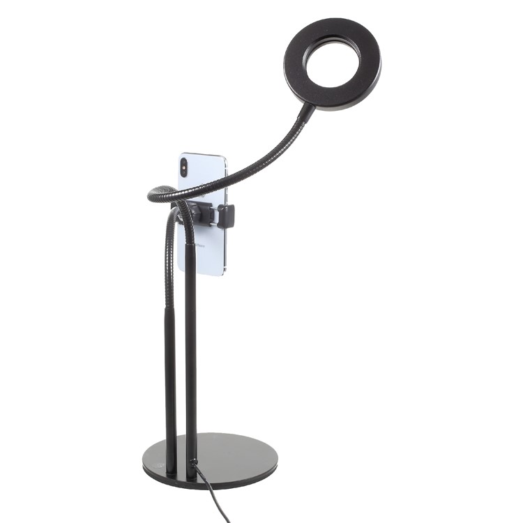 Desktop LED Selfie Ring Lamp with Phone Clamp for Live Broadcasting Makeup-3