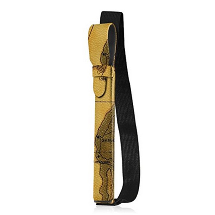 

For Apple Pencil Genuine Leather Pencil Holder Casing - Yellow Map Pattern
