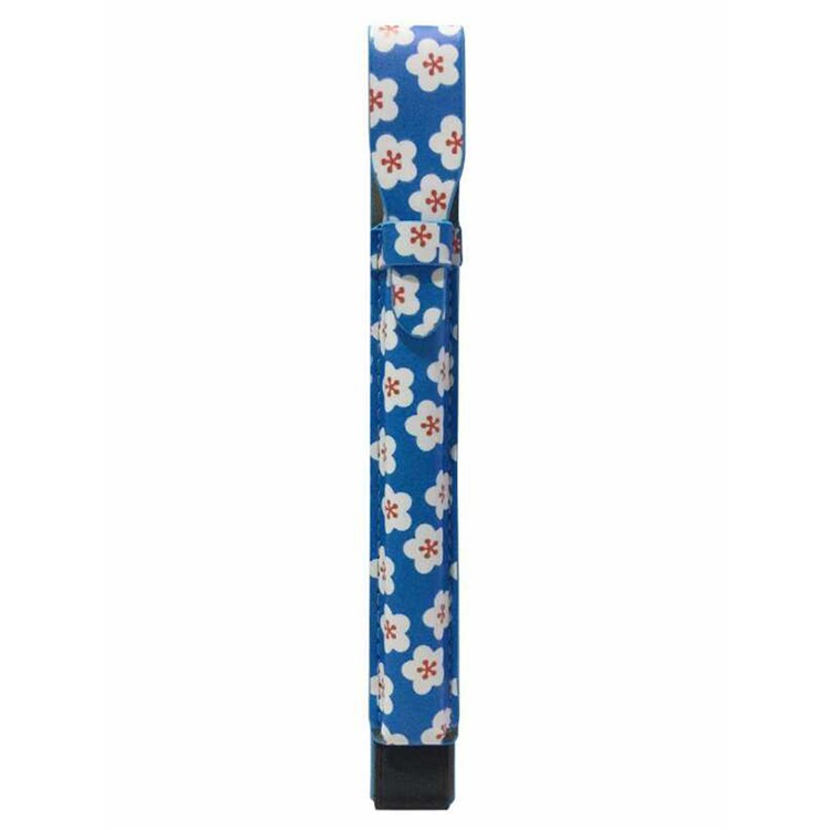 

For Apple Pencil Genuine Leather Protection Pencil Holder Casing - White Flower / Blue Background