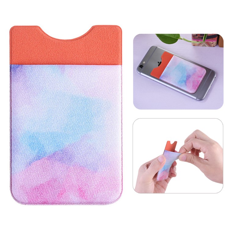 Marble Pattern PVC Adhesive Credit/ID Card Holder for All Phones - Colorful Marble-1