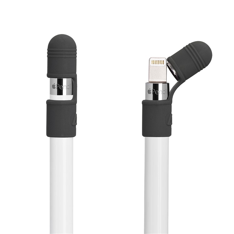 Silicone Charging Cradle Stand Holder Anti-Lost Nib Cap Cover for Apple Pencil - Black-4