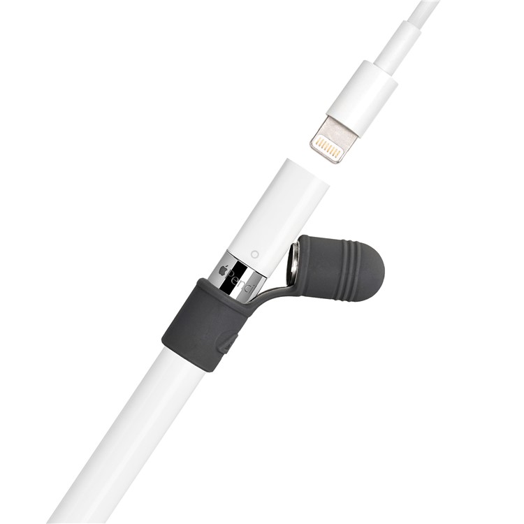 Silicone Charging Cradle Stand Holder Anti-Lost Nib Cap Cover for Apple Pencil - Black-5