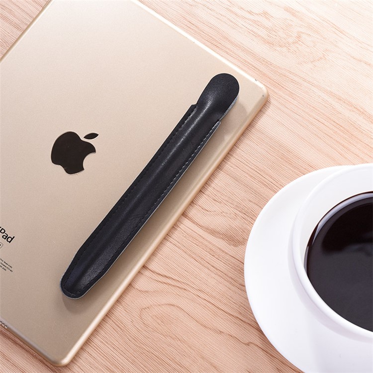 For Apple Pencil Creative Stitching PU Leather Pencil Holder Pouch - Black-2