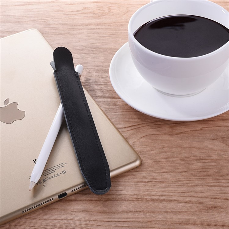 For Apple Pencil Creative Stitching PU Leather Pencil Holder Pouch - Black-4
