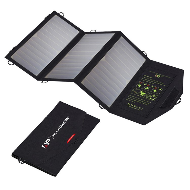 

21W 5V Solar Power Foldable Portable Waterproof Solar Charger with Dual Ports