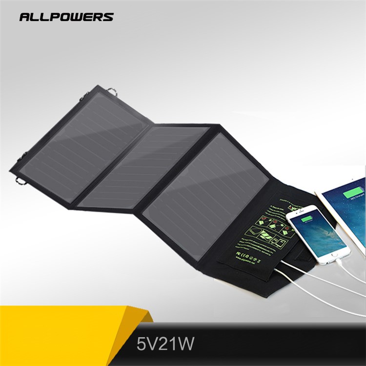 21W 5V Solar Power Foldable Portable Waterproof Solar Charger with Dual Ports-2
