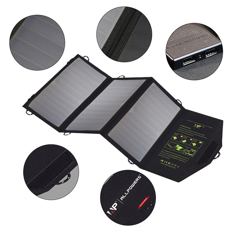 21W 5V Solar Power Foldable Portable Waterproof Solar Charger with Dual Ports-4
