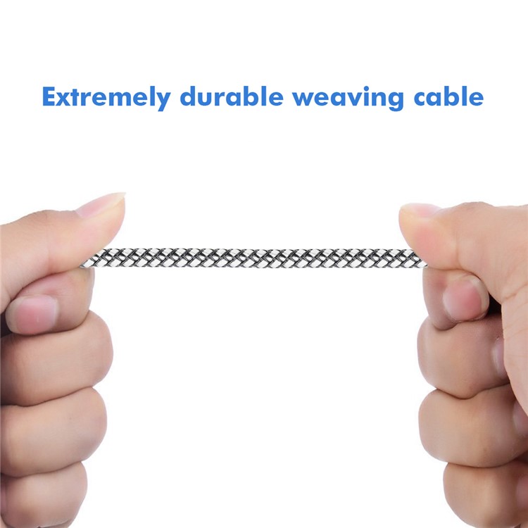 HAT PRINCE Plastic Nylon Weaving Micro USB Data Sync Charging Cable 2A for Xiaomi Huawei Samsung Etc. - Grey-4
