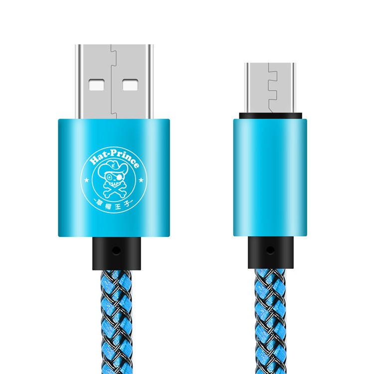 

HAT PRINCE Пластиковый Нейлоновый Ткацкий Микрофон USB Кабель Для Передачи Данных 2A Для Xiaomi Huawei Samsung И Т. Д. - Синий