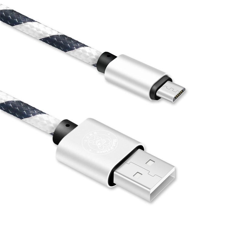HAT PRINCE 2A Micro USB Charge Data Sync Nylon Braided Cable 1.04m - White-2