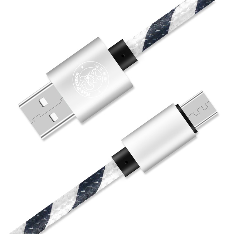 HAT PRINCE 2A Micro USB Charge Data Sync Nylon Braided Cable 1.04m - White-3