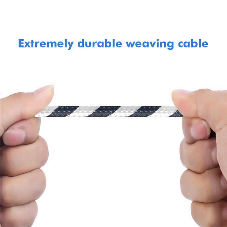 HAT PRINCE 2A Micro USB Charge Data Sync Nylon Braided Cable 1.04m - White-4