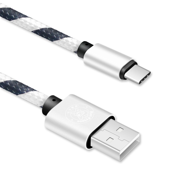 HAT PRINCE 2A Type-C Charge Data Sync Nylon Braided Cable 1.04m - White-2