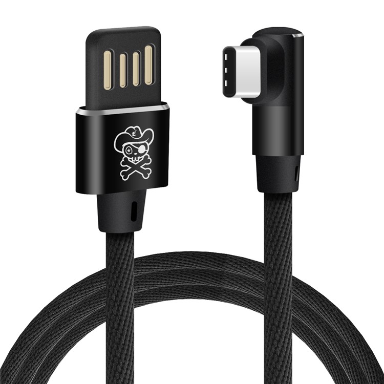 HAT PRINCE Nylon Weaving Type-C Data Sync Charging Cable 2A for Xiaomi Huawei Samsung Etc. - Black-1
