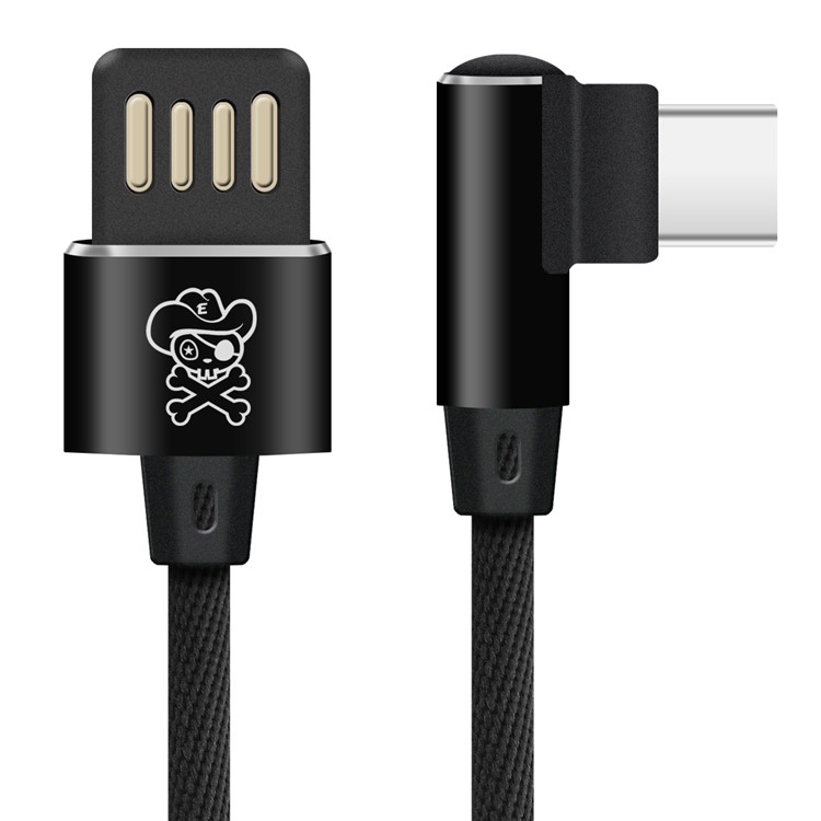 HAT PRINCE Nylon Weaving Type-C Data Sync Charging Cable 2A for Xiaomi Huawei Samsung Etc. - Black-2
