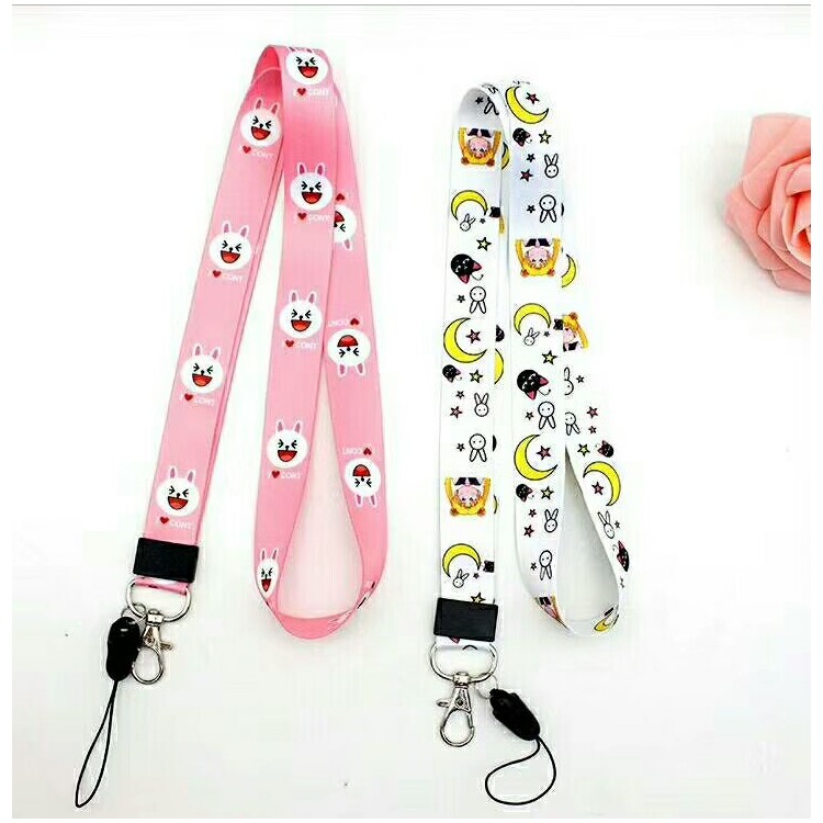 Universal Cartoon Pattern Long Strap Holder for Phone Card Keys - Pink-2