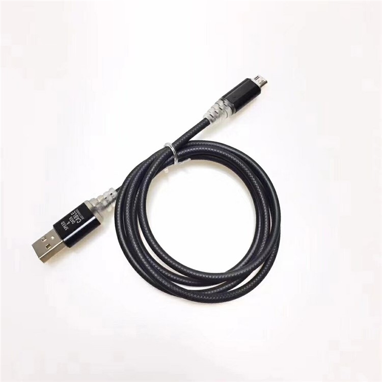 1M LED Light Braided Micro USB Data Charging Cable for Samsung HTC Huawei - Black-1