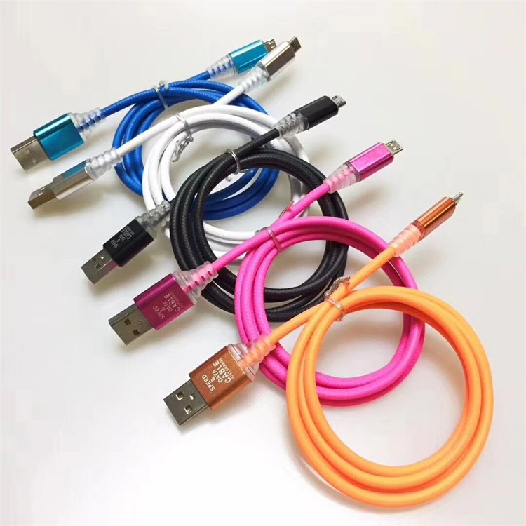 1M LED Light Braided Micro USB Data Charging Cable for Samsung HTC Huawei - Black-5