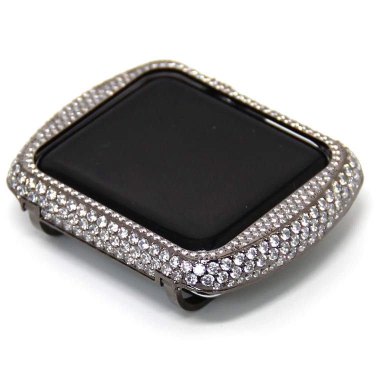Shiny Rhinestone Decorated Metal Protective Case for Apple Watch Series 3/2/1 42mm - Black-1