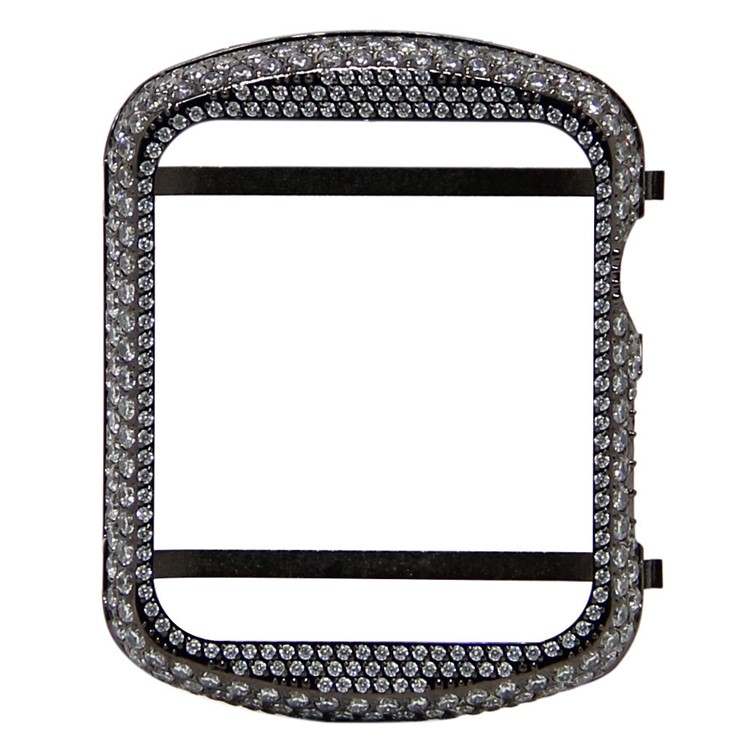 Shiny Rhinestone Decorated Metal Protective Case for Apple Watch Series 3/2/1 42mm - Black-2