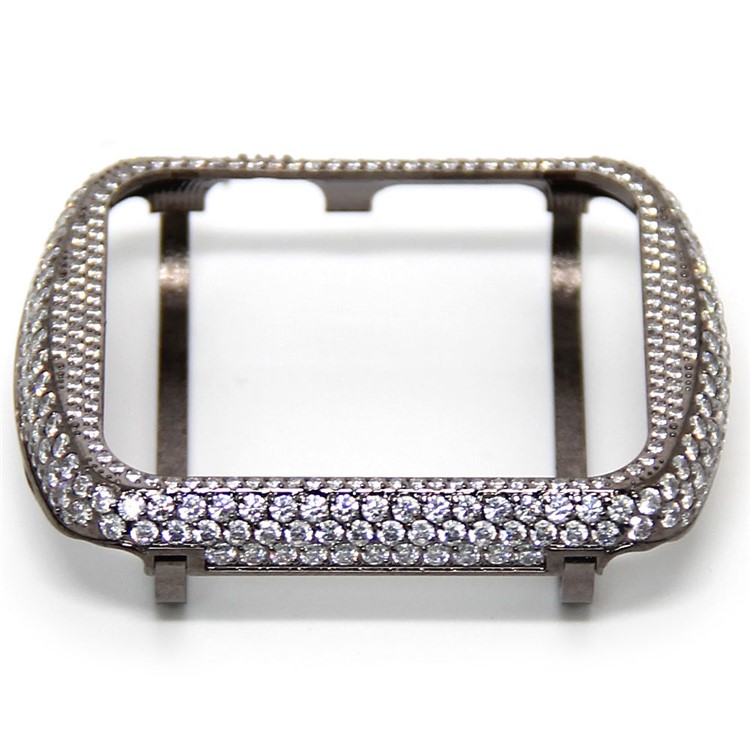 Shiny Rhinestone Decorated Metal Protective Case for Apple Watch Series 3/2/1 42mm - Black-4