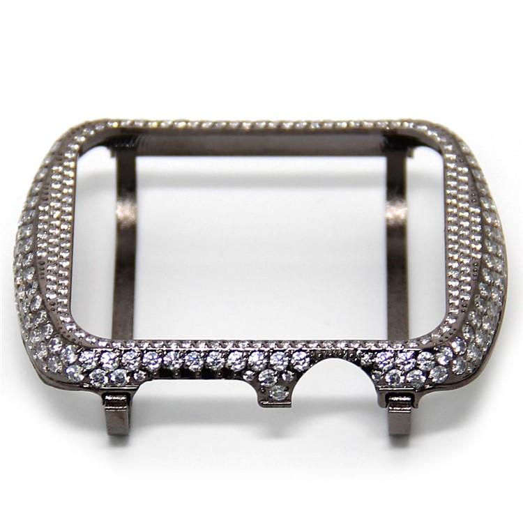 Shiny Rhinestone Decorated Metal Protective Case for Apple Watch Series 3/2/1 42mm - Black-5