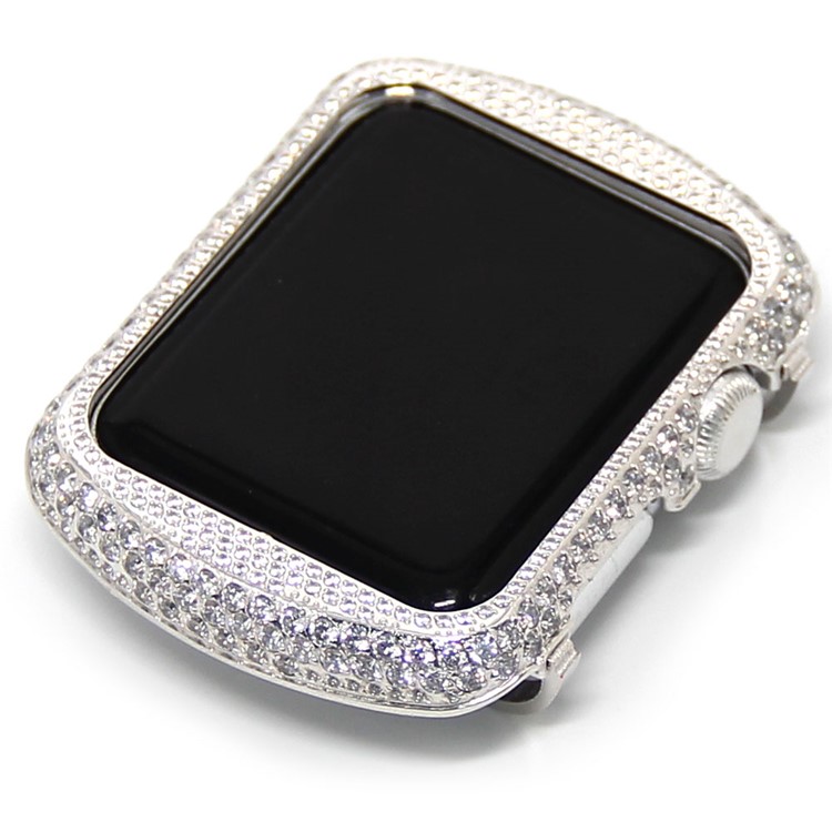 

Shiny Rhinestone Decorated Metal Protective Cover for Apple Watch Series 3/2/1 42mm - Silver