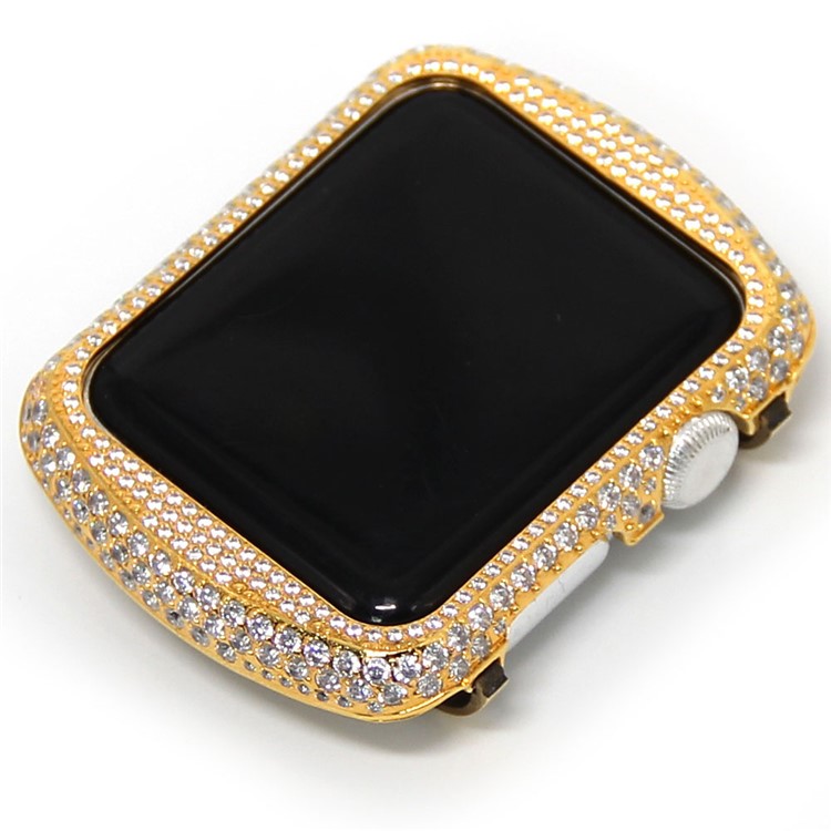 

Bling Rhinestone Decorated Metal Protective Casing for Apple Watch Series 3/2/1 42mm - Gold