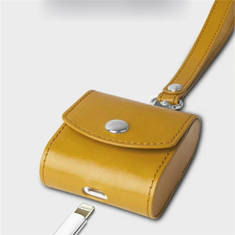 G-CASE PU Leather Portable Protective Cover Carrying Case for Apple AirPods Earphones Charging Case - Khaki-3